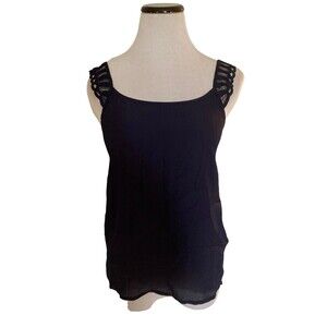 Massimo Dutti Womens Lace Sleeve Cami Size S Blue Tank Top Minimalist Timeless